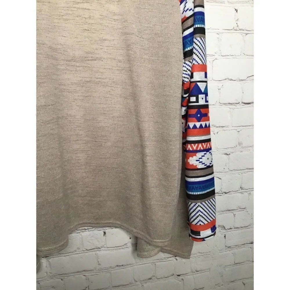 MISSLOOK Women’s Sweater Gray Open Cardigan‎ Tribal Lightweith size XL